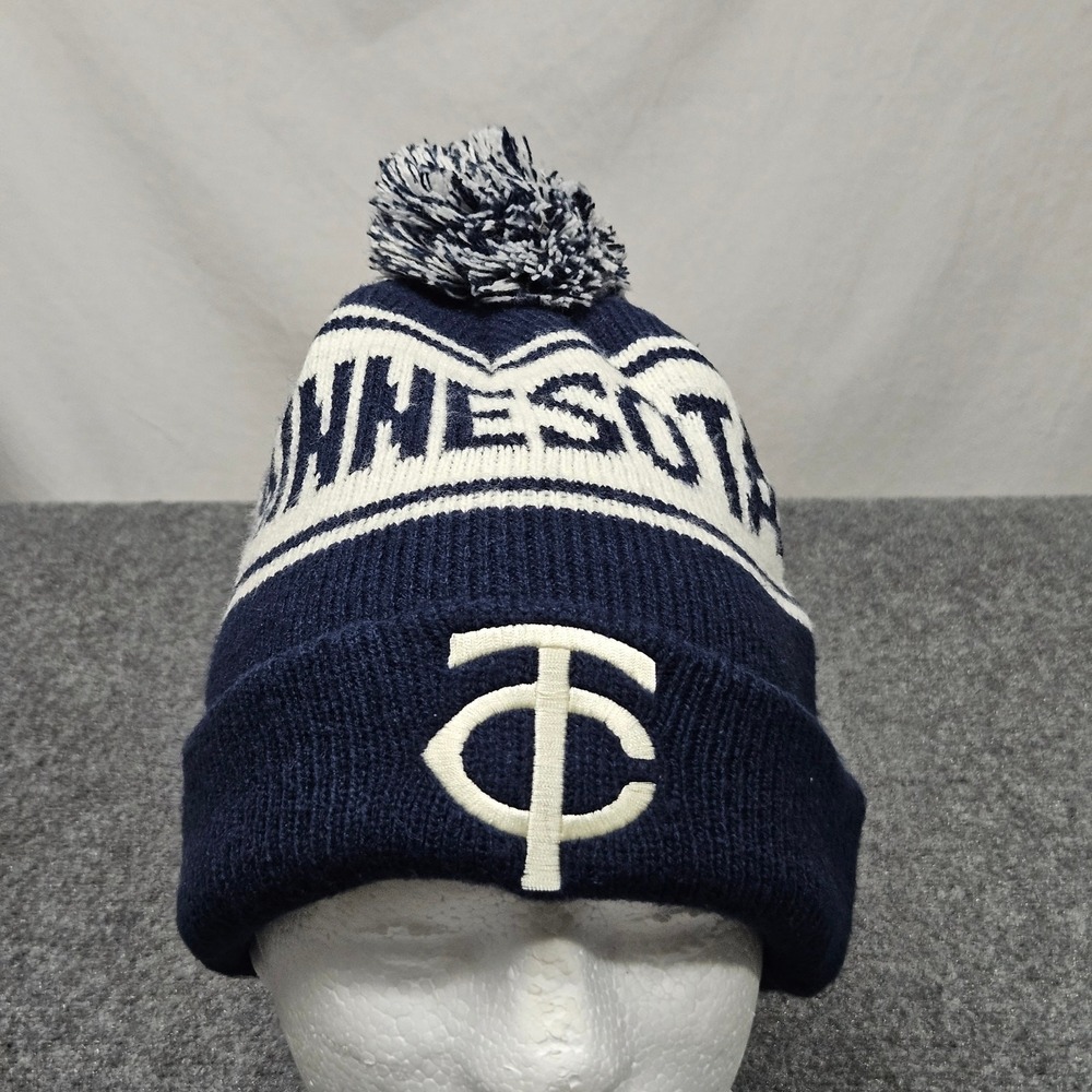 Minnesota Twins Beanie Hat One Size Navy Blue White Pom Pom Sporty‎ Knit Cap